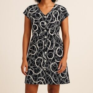 SAND DOLLARS Vintage Babydoll Dress Size Small Petite‎ 80’s Abstract Made in USA